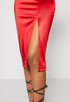 Wal G Gina Ruffle Midi - Cocktail Dress / Party Dress - Red -Wal G b7adacc29de84a74a22cb4ac917d5e2f