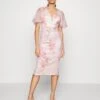 Wal G Wedding Jamie Flare Sleeve Midi - Shift Dress - Pink