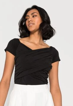 Wal G Hallieoff The Shoulder Body Suit - Basic T-Shirt - Black -Wal G bc3b0ecb8a464f1f810c050a5f0623a3