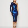 Wal G Hali One Sleeve Midi - Cocktail Dress / Party Dress - Electric Blue