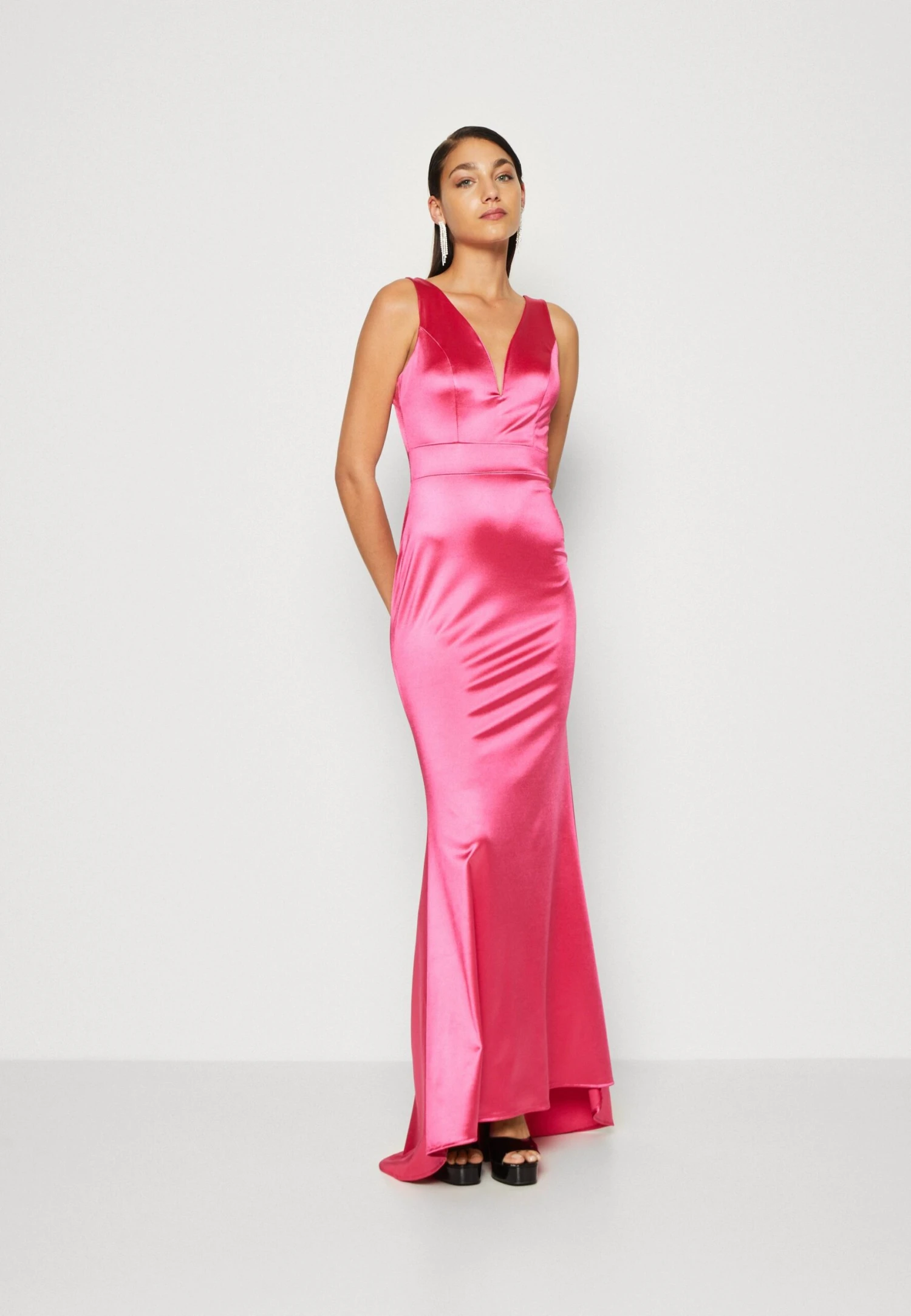 Wal G Nikita V Neck Maxi - Occasion Wear - Strawberry Pink 1 Wal G Nikita V Neck Maxi - Occasion Wear - Strawberry Pink