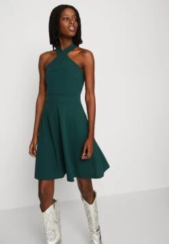 Wal G Melody Cross Skater - Jersey Dress - Forest Green -Wal G c791de63bf0f4ff394929502bda990d9