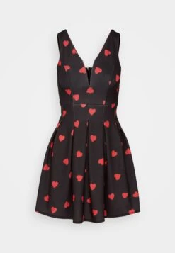 Wal G Valentines Elle Heart Skater - Jersey Dress - Black/Red -Wal G c7a8e1e1edf24ceeaef86b512ec60e18