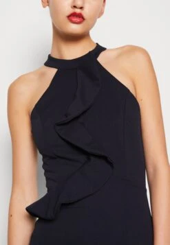 Wal G Sasha Frill Neck Midi Dress - Jersey Dress - Navy Blue -Wal G c7d008aaf31c46f59ea025dc8d718b8f