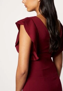Wal G Diana Ruffle Sleeve Midi Dress - Jersey Dress - Berry Wine -Wal G cc51a526ec7949558556b8dea1d7b2d1