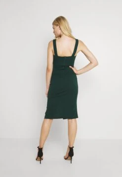 Wal G V Neck Plunge Midi Dress - Jersey Dress - Forest Green -Wal G d8cc5325e0f9413ea69ec251ed1e7c6f