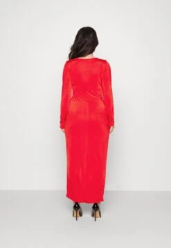 Mag V Neck Midi - Day Dress - Red -Wal G da87edfba85e48449315f6fcc0321e66