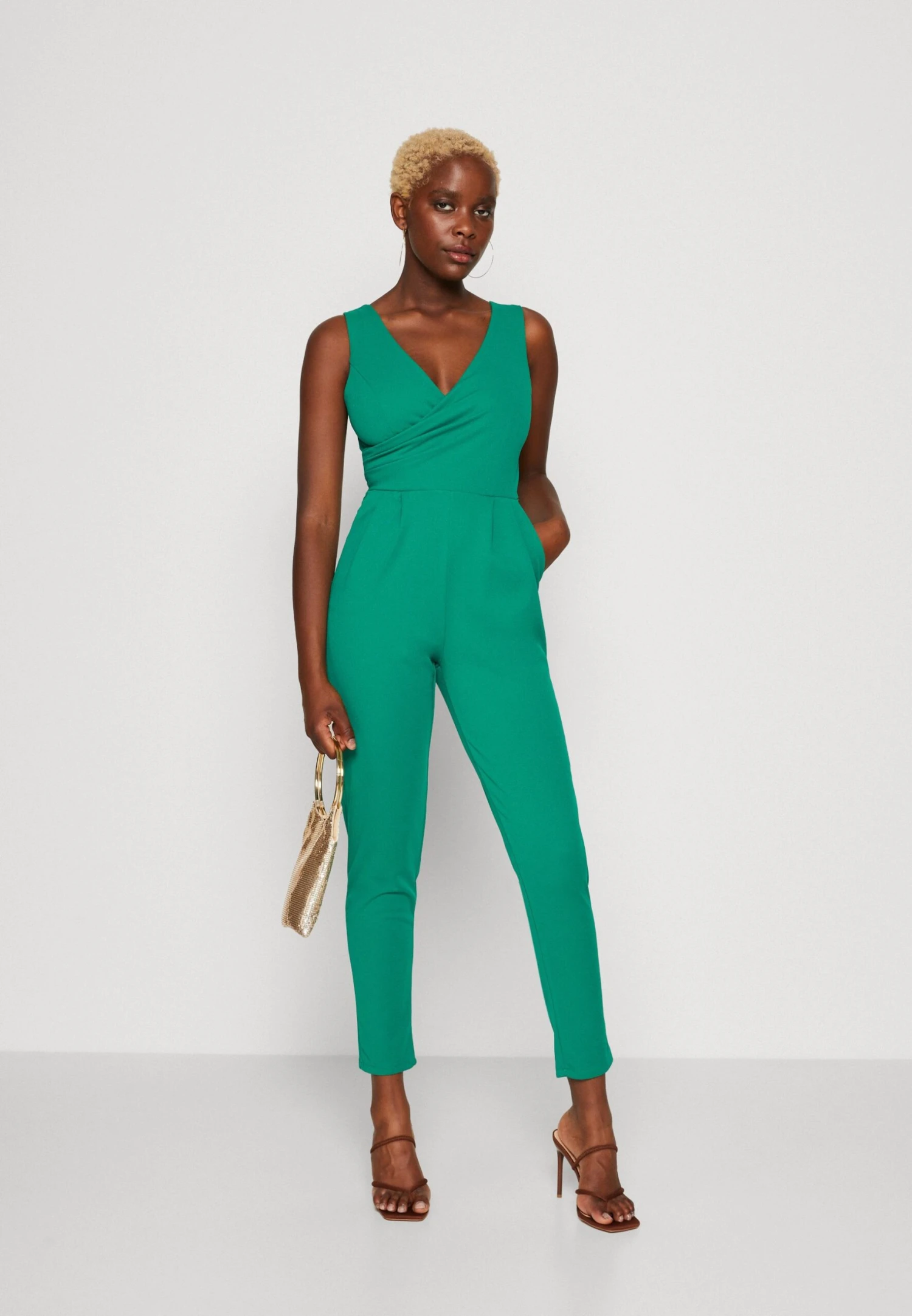 Wal G Toby V Neck - Jumpsuit - Leaf Green 2 Wal G Toby V Neck - Jumpsuit - Leaf Green - Image 2