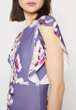 Wal G Diana Ruffle Sleeve Midi Dress - Jersey Dress - Purple -Wal G dfa0fb3625174f7a86576687f185ca8c