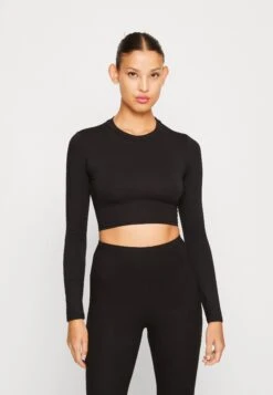 Wal G Roza Back Detail Crop - Long Sleeved Top - Black