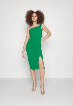 Wal G Revra One Shoulder Midi Dress - Cocktail Dress / Party Dress - Leaf Green