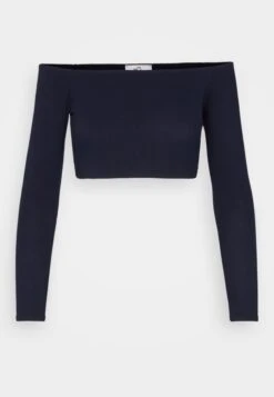 Wal G Hollie Off Shoulder Crop - Long Sleeved Top - Navy -Wal G ea3155239ee34517ac01d24dc0f35c65