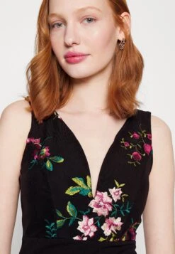 Wal G Embroidered V Neck Rose Midi - Cocktail Dress / Party Dress - Black Floral 9 Wal G Embroidered V Neck Rose Midi - Cocktail Dress / Party Dress - Black Floral -Wal G eca3eb6044384bd695f4a624a7362f06