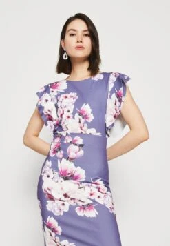 Wal G Diana Ruffle Sleeve Midi Dress - Jersey Dress - Purple -Wal G eda9729c68a749528fbc047e9539cdaf