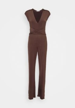Wal G Party Hala V Neck - Jumpsuit - Chocolate Brown -Wal G ee10bad2913a47049fe6b8f8f6a16d73