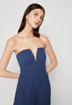 Wal G Christa V Neck Playsuit - Jumpsuit - Denim Blue -Wal G ee2fbed18e0a4c03852fd07a626a27e2