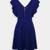 Wal G Danya Ruffle Sleeve Zip Skater Dress - Jersey Dress - Electric Blue