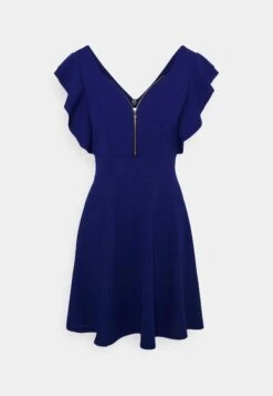 Wal G Danya Ruffle Sleeve Zip Skater Dress - Jersey Dress - Electric Blue
