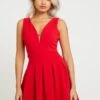 Eloise V Neck Skater Dress - Cocktail Dress / Party Dress - Red