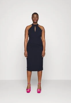 Stace Halter Neck Midi - Cocktail Dress / Party Dress - Navy Blue