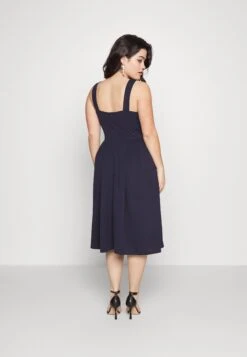 Kandy V Neck Midi - Day Dress - Navy Blue -Wal G f7c8e65ffc274288901436bc81c55a79