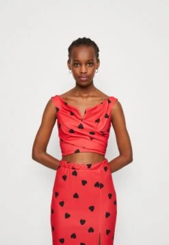 Wal G Valentines Heart Crop - Top - Red/Black