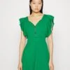 Wal G Danya Ruffle Sleeve Zip Skater Dress - Jersey Dress - Leaf Green