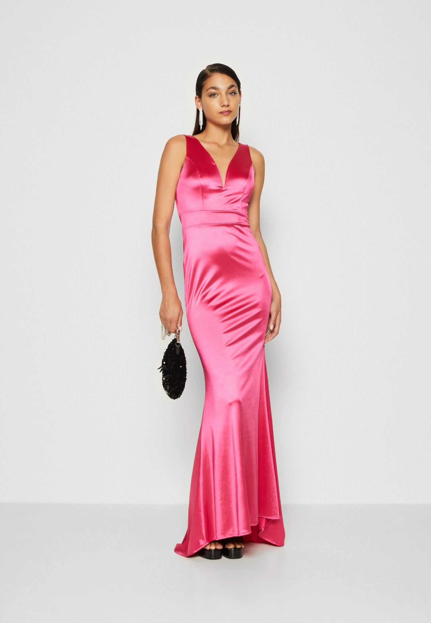 Wal G Nikita V Neck Maxi - Occasion Wear - Strawberry Pink 2 Wal G Nikita V Neck Maxi - Occasion Wear - Strawberry Pink - Image 2