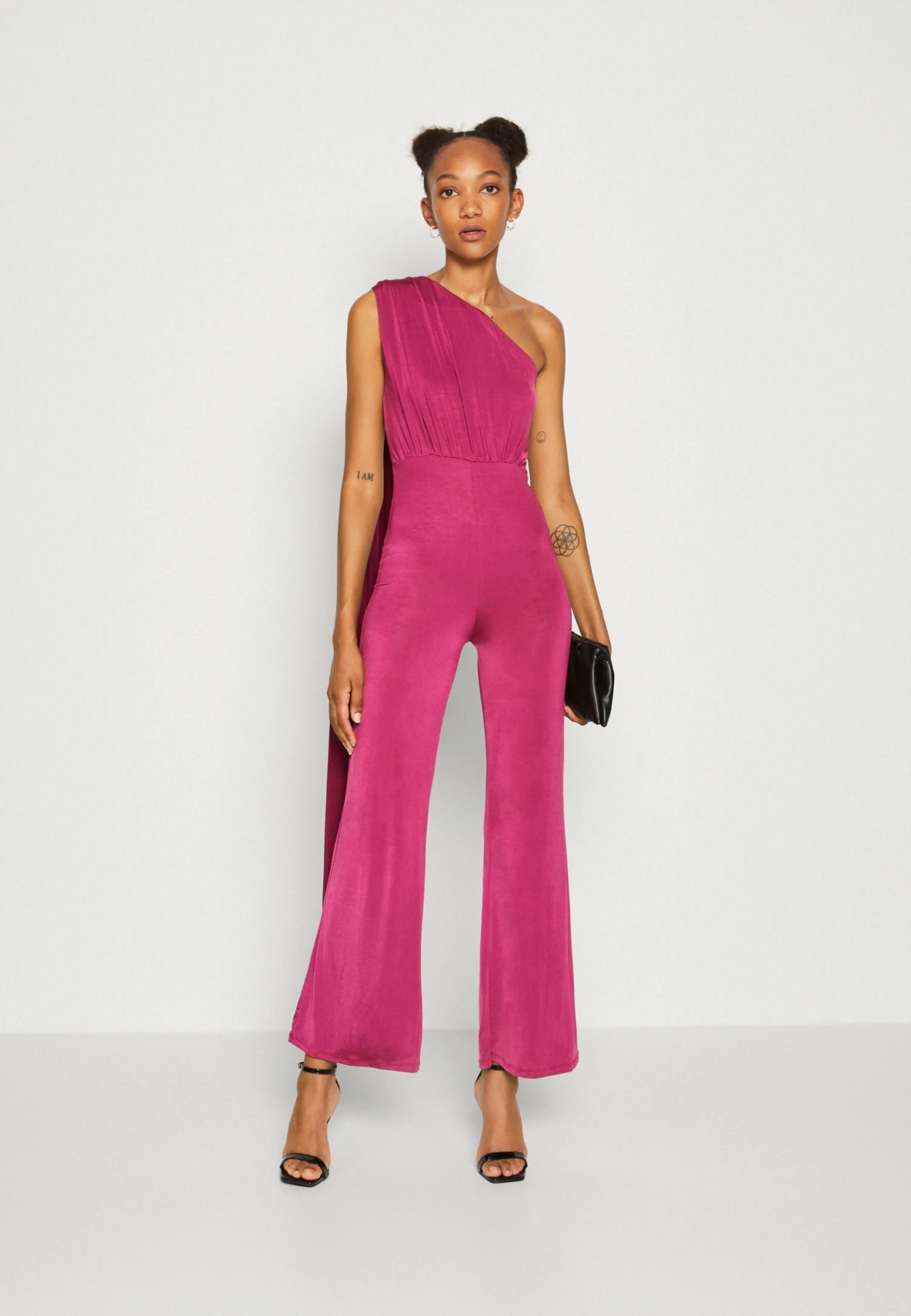 Wal G Cece Cape Sleeve- Jumpsuit - Magenta 2 Wal G Cece Cape Sleeve- Jumpsuit - Magenta - Image 2